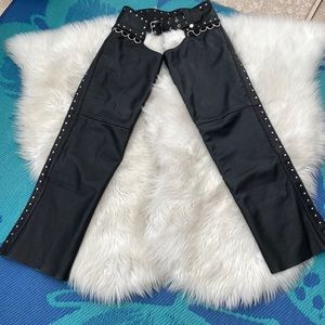 ♠️♠️RIDING BLACK LEATHER CHAPS🖤🖤
